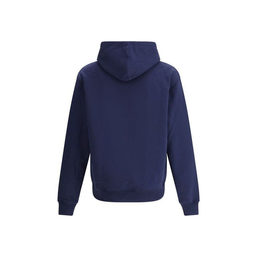 AMI Paris Logo-Embroidered Cotton Hoodie BFUSW235730_430 men's hoodie in Navy