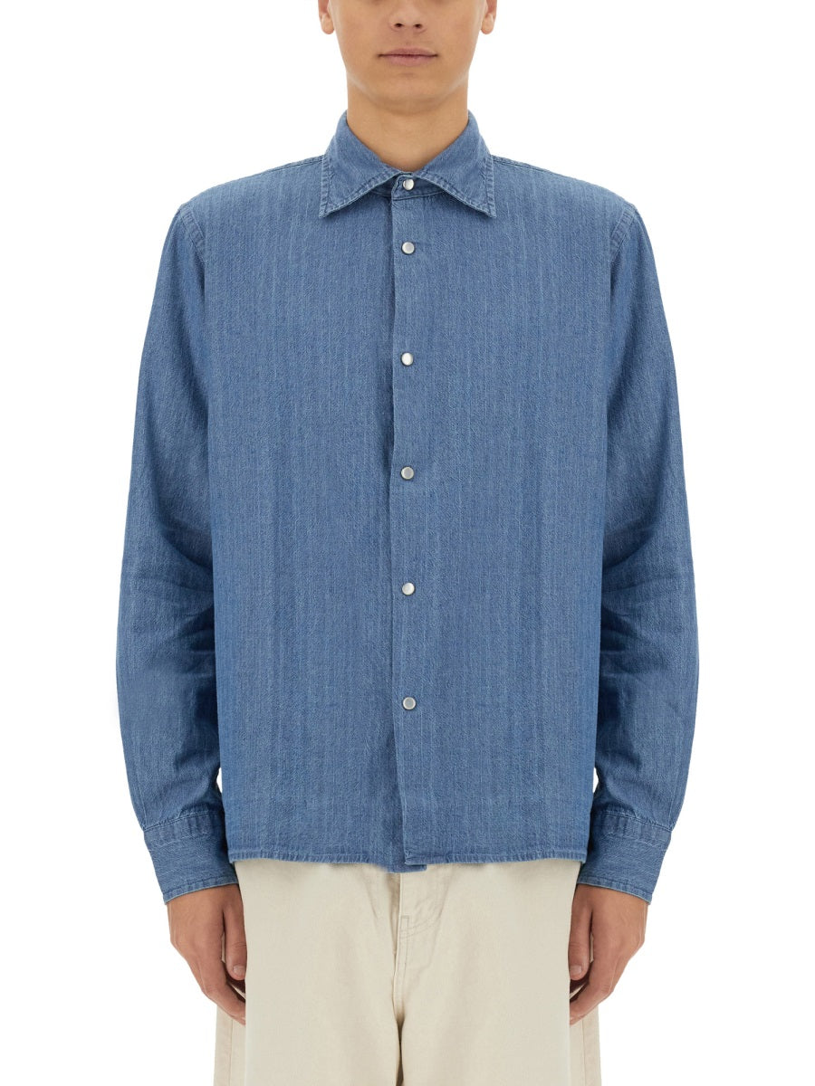 Aspesi 100% Cotton Denim Shirt — Blue