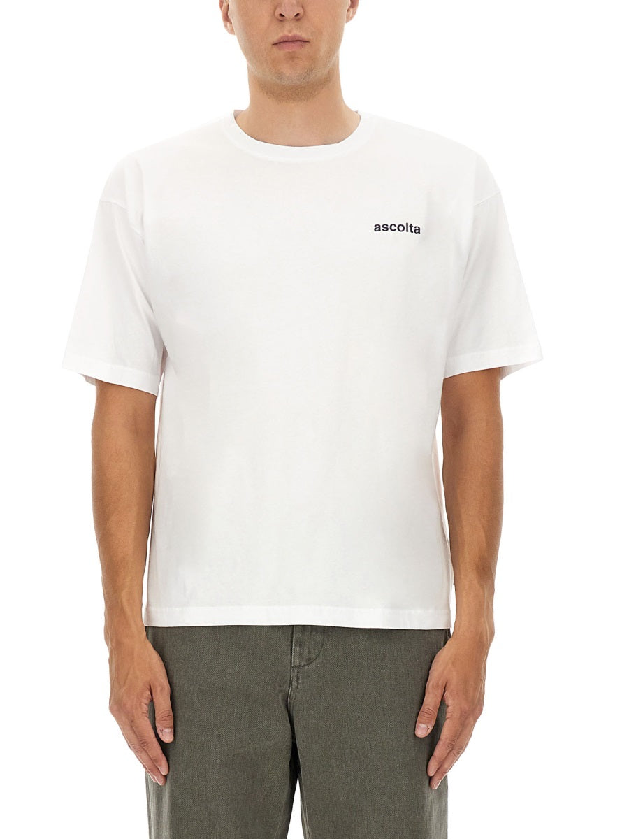 Aspesi Logo-Print Cotton T-Shirt — White