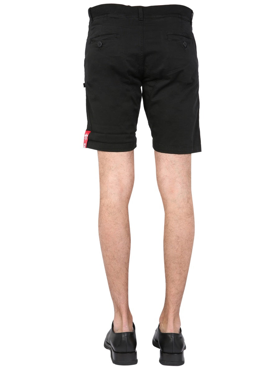 Alpha Industries Logo-Embroidered Bermuda Shorts SKU330679187007672055881467 men's shorts in black, product photo 4