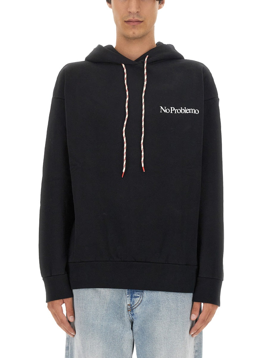 Aries Logo-Embroidered Cotton Sweatshirt — Black