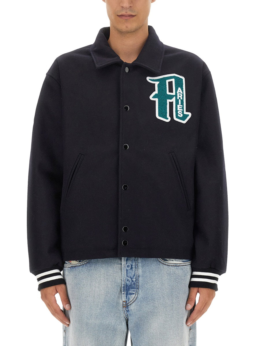 Aries Wool Varsity Jacket — Black