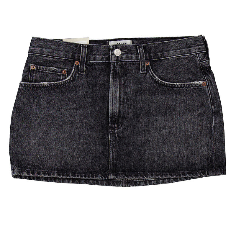 Agolde Alek Denim Mini Skirt A3061-1346-DITCH women's skirt in Marble Black