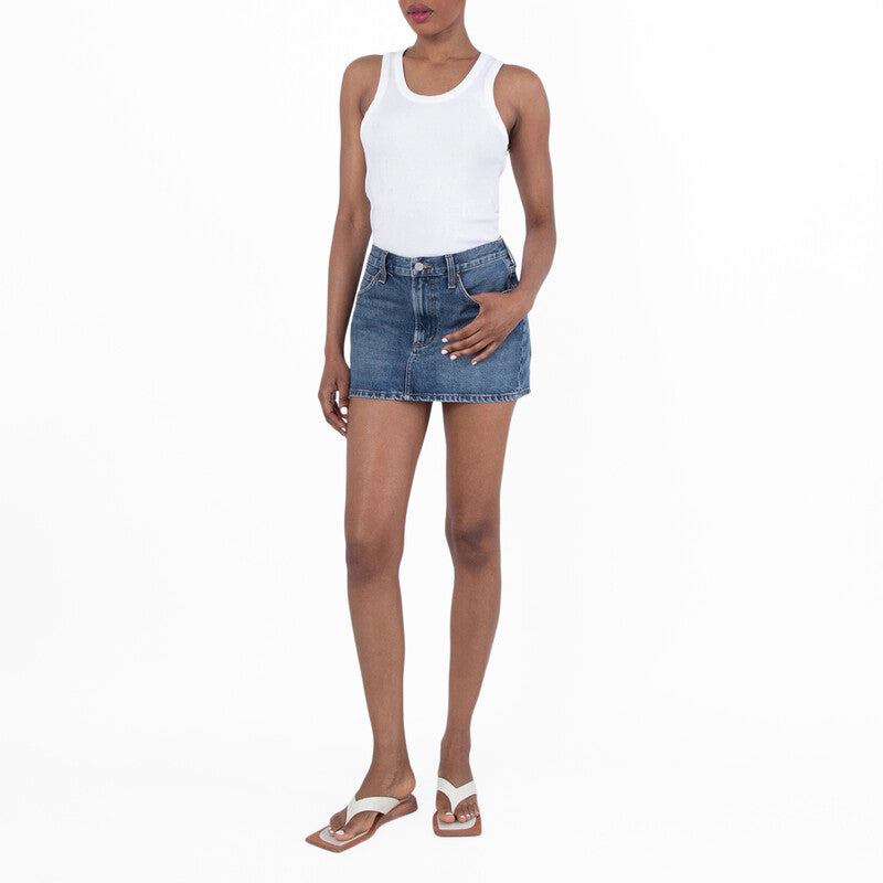 Agolde Alek Mini Denim Skirt A3061B-1206-DWELL women's skirt in Medium Marbled Indigo