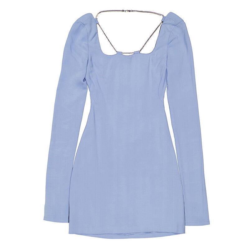 Alyx Long Sleeve Chain-Detailed Dress AAWDR0090 FA01 BLU0004 women's dress in light blue, product photo 5