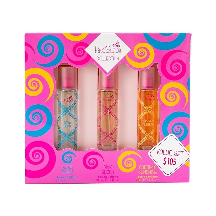 Aquolina Pink Sugar Mini Set Berry Blast, Pink Sugar, Creamy Sunshine – Women's Gift Set