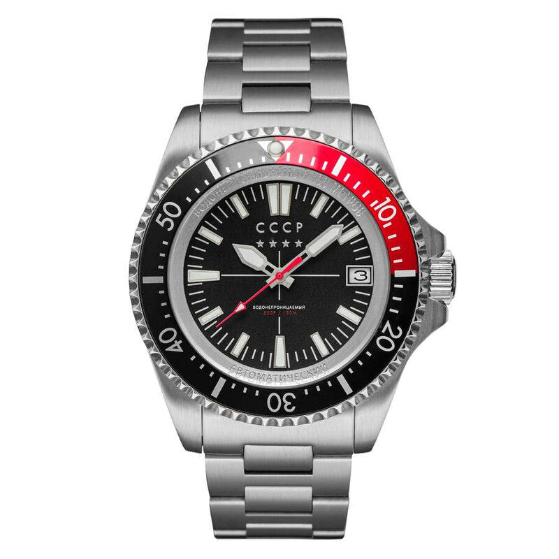 CCCP Black Face Stainless Steel Men's Luxury Watch (Automatic Edition) - CP-7048-22