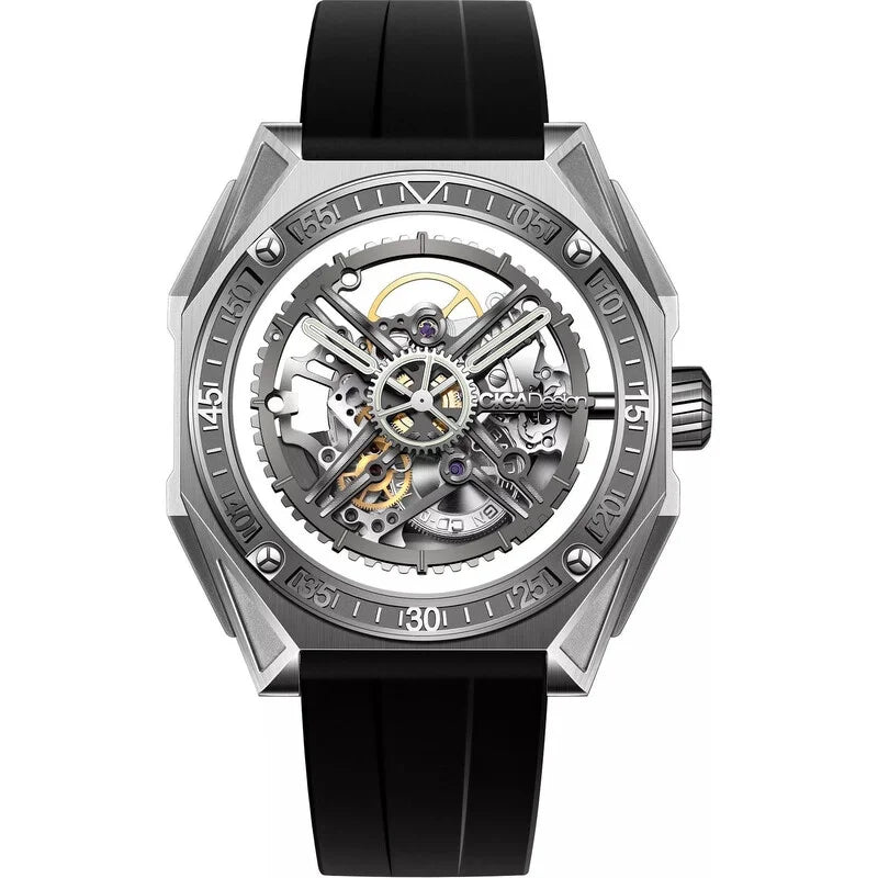 Ciga Design Transparent Face Stainless Steel Men's Luxury Watch (Hand Wind Edition) - M051 SS01 6B