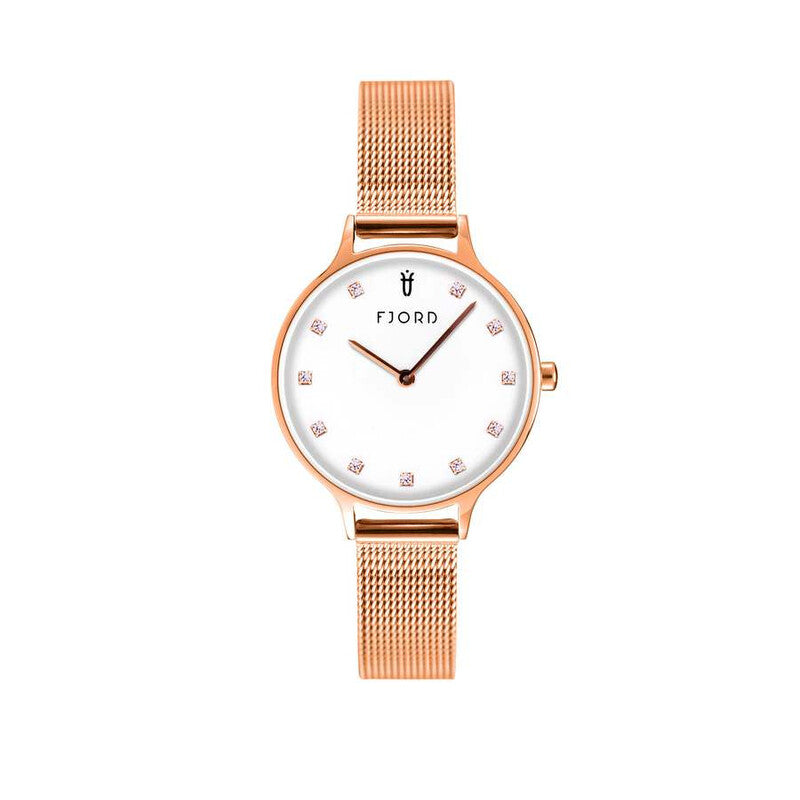 Fjord Gyda FJ-6054-55 women's watch with white dial and bracelet