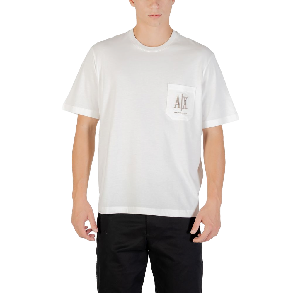 Armani Exchange Logo-Print Cotton T-Shirt — Cream