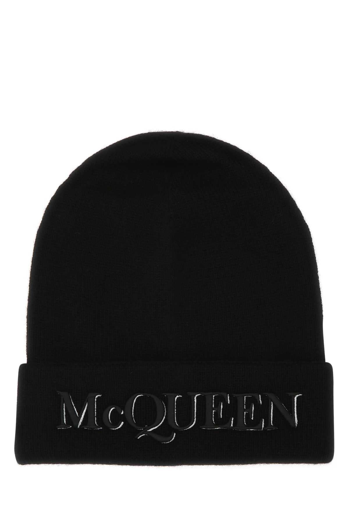 Alexander McQueen CAPPELLO Cashmere Beanie 6631954201Q 1078 men's hat in black, product photo 1