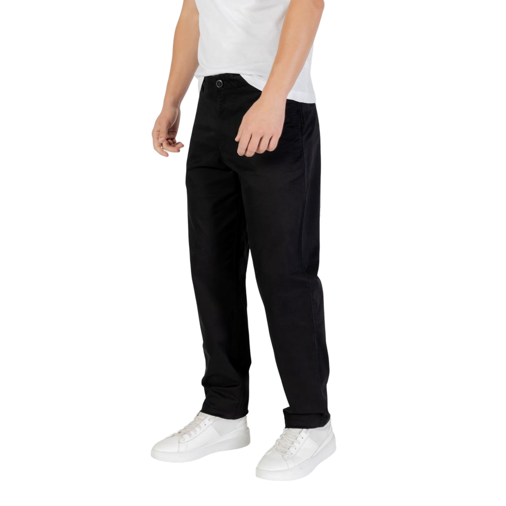 Armani Exchange Slim-Fit Cotton Trousers — Black