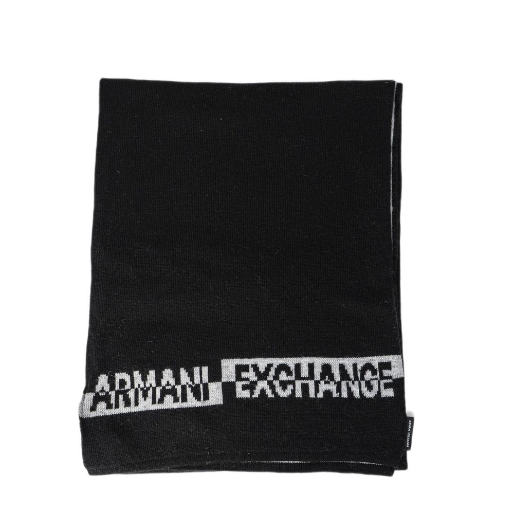 Armani Exchange Branded Knit Scarf — Black