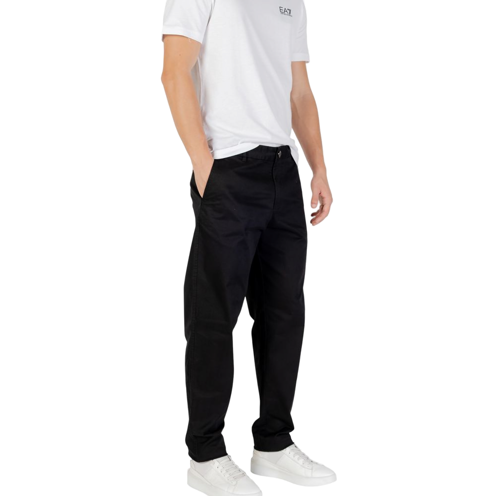 Armani Exchange Slim-Fit Cotton Trousers — Black