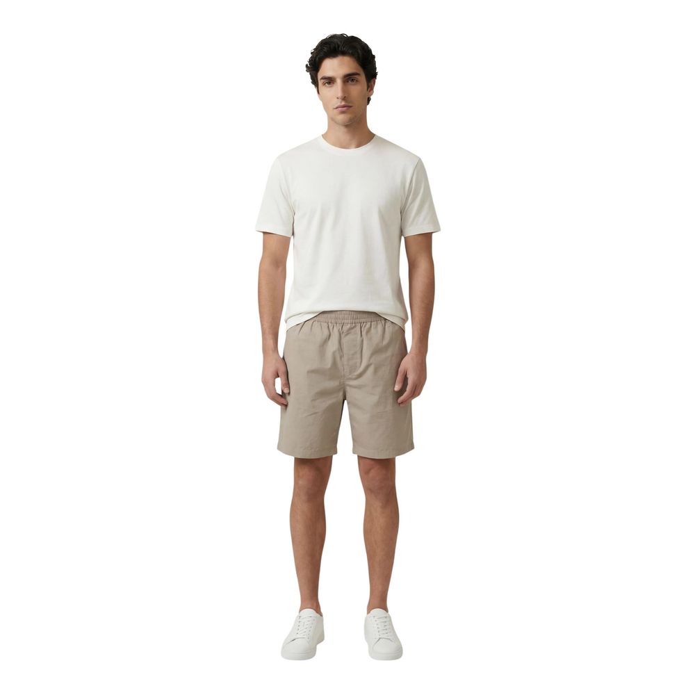 Armani Exchange Cotton Blend Shorts — Beige
