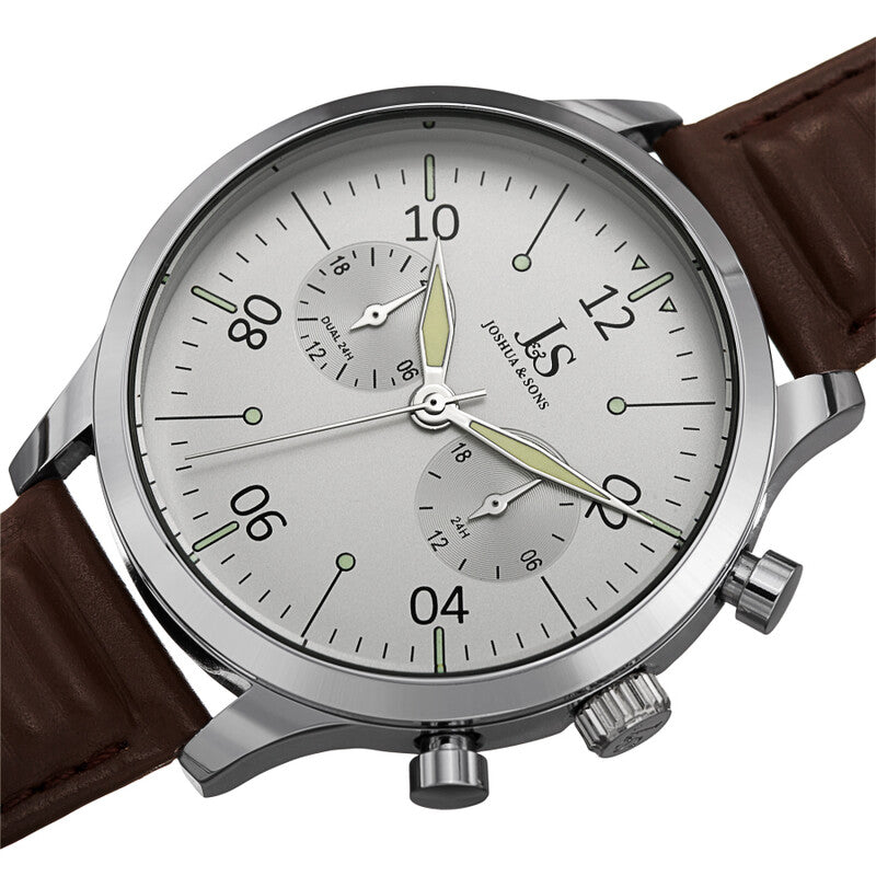 Joshua & Sons JX146SSBR men's watch with white dial