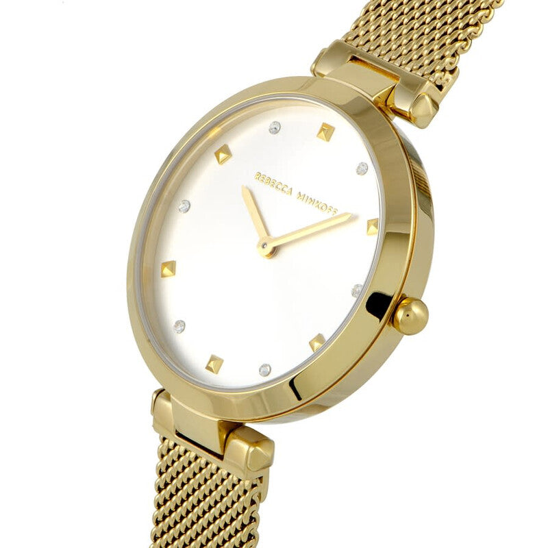 Rebecca Minkoff Nina Quartz Silver White Dial Gold-plated Mesh Ladies Watch 2200300 image 2