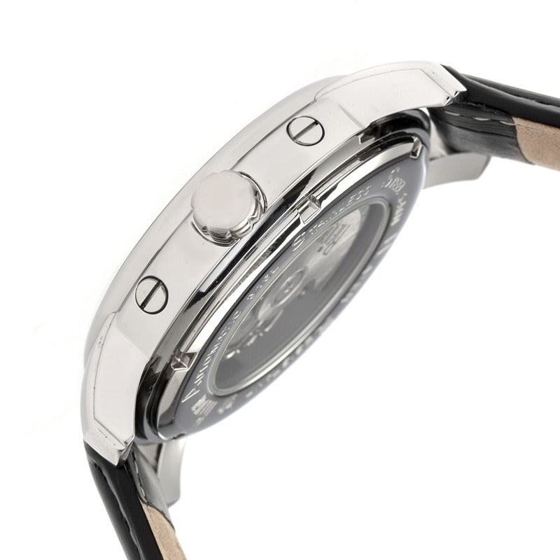 Reign Kahn Black Skeleton Roman Numeral Black Leather Strap Men's Watch RN4304 image 3