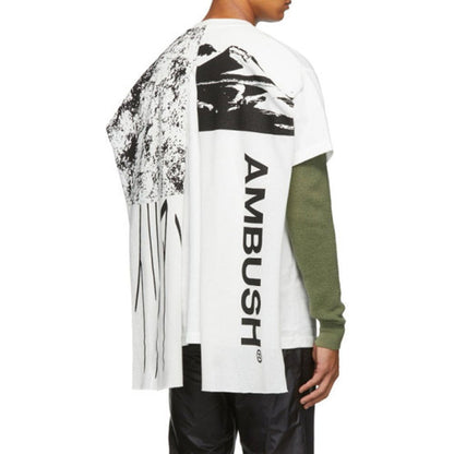 Ambush Logo-Print Cotton T-Shirt 1211183_OFF WHITE men's t-shirt in white, product photo 3