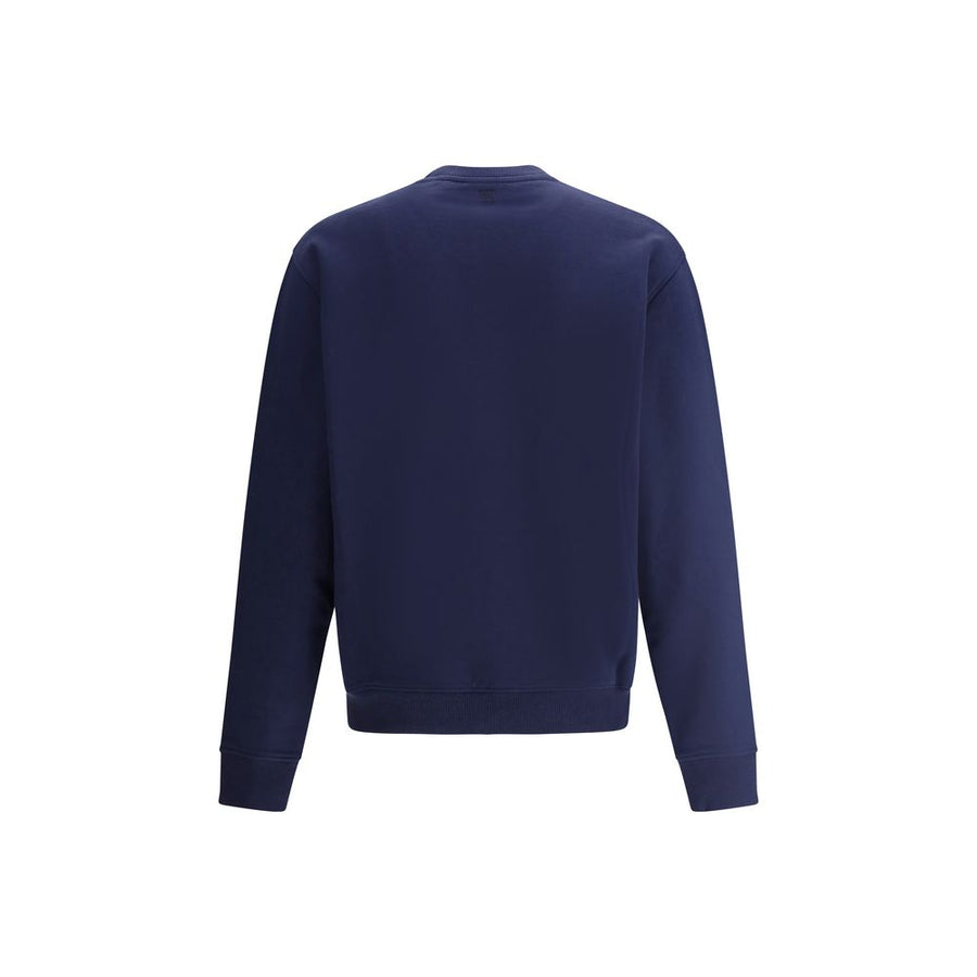 AMI Paris Logo-Embroidered Cotton Sweatshirt BFUSW035730_430 men's sweatshirt in Navy