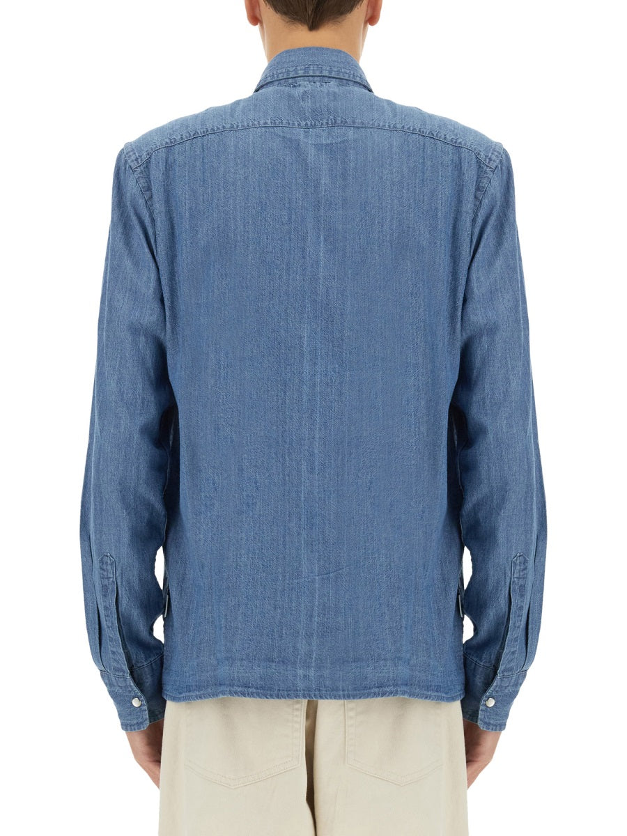 Aspesi 100% Cotton Denim Shirt — Blue