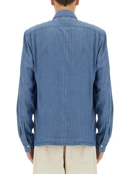 Aspesi 100% Cotton Denim Shirt — Blue