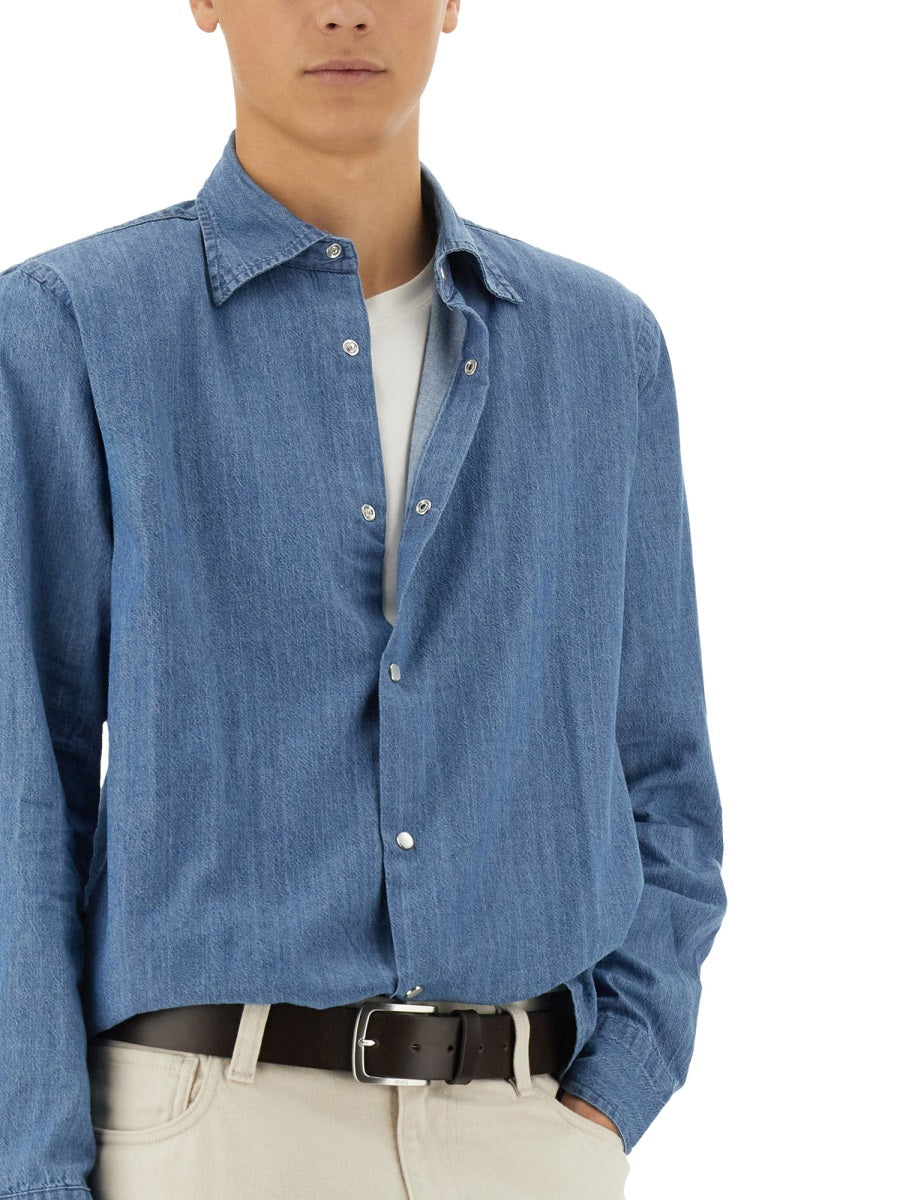 Aspesi 100% Cotton Denim Shirt — Blue