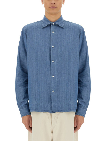 Aspesi 100% Cotton Denim Shirt — Blue