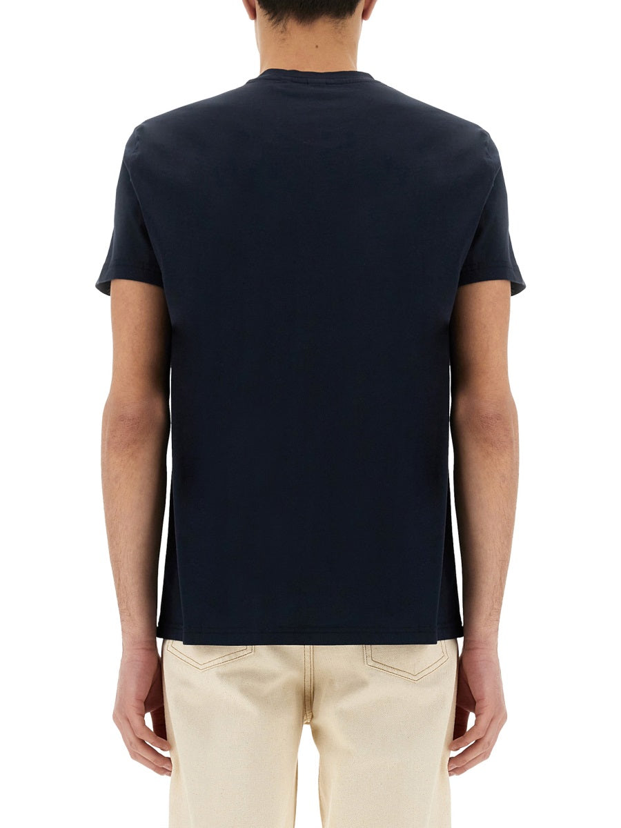 Aspesi Logo-Print Cotton T-Shirt — Blue