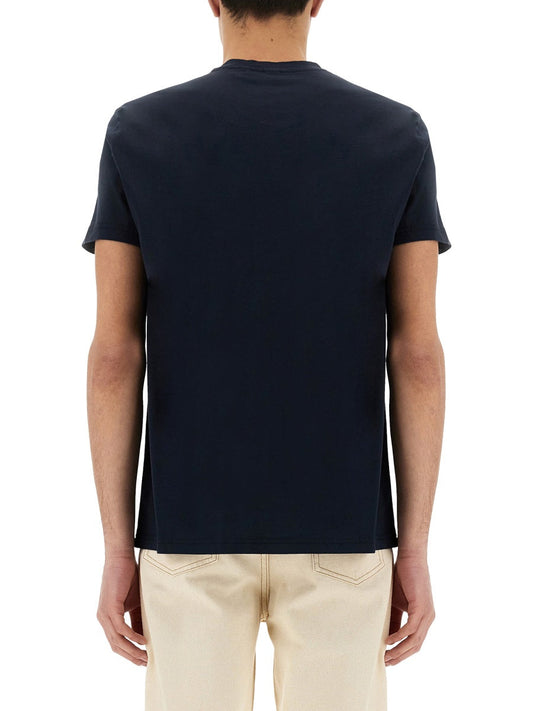 Aspesi Logo-Print Cotton T-Shirt — Blue