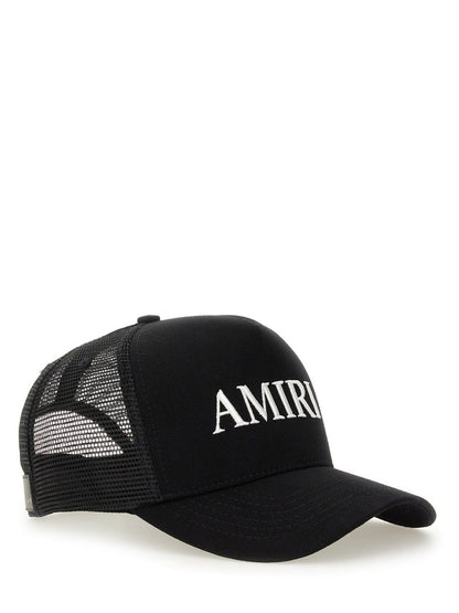 Amiri Logo-Embroidered Cotton Baseball Cap AMHATR1014_BLACK unisex cap in Black