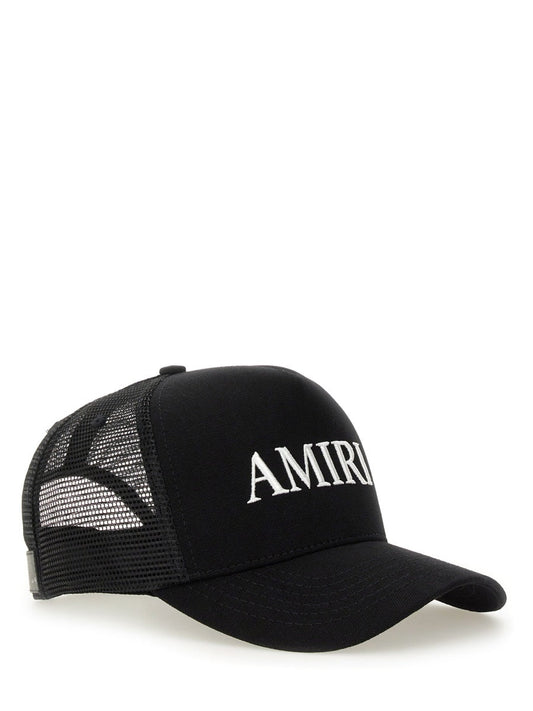 Amiri Logo-Embroidered Cotton Baseball Cap AMHATR1014_BLACK unisex cap in Black