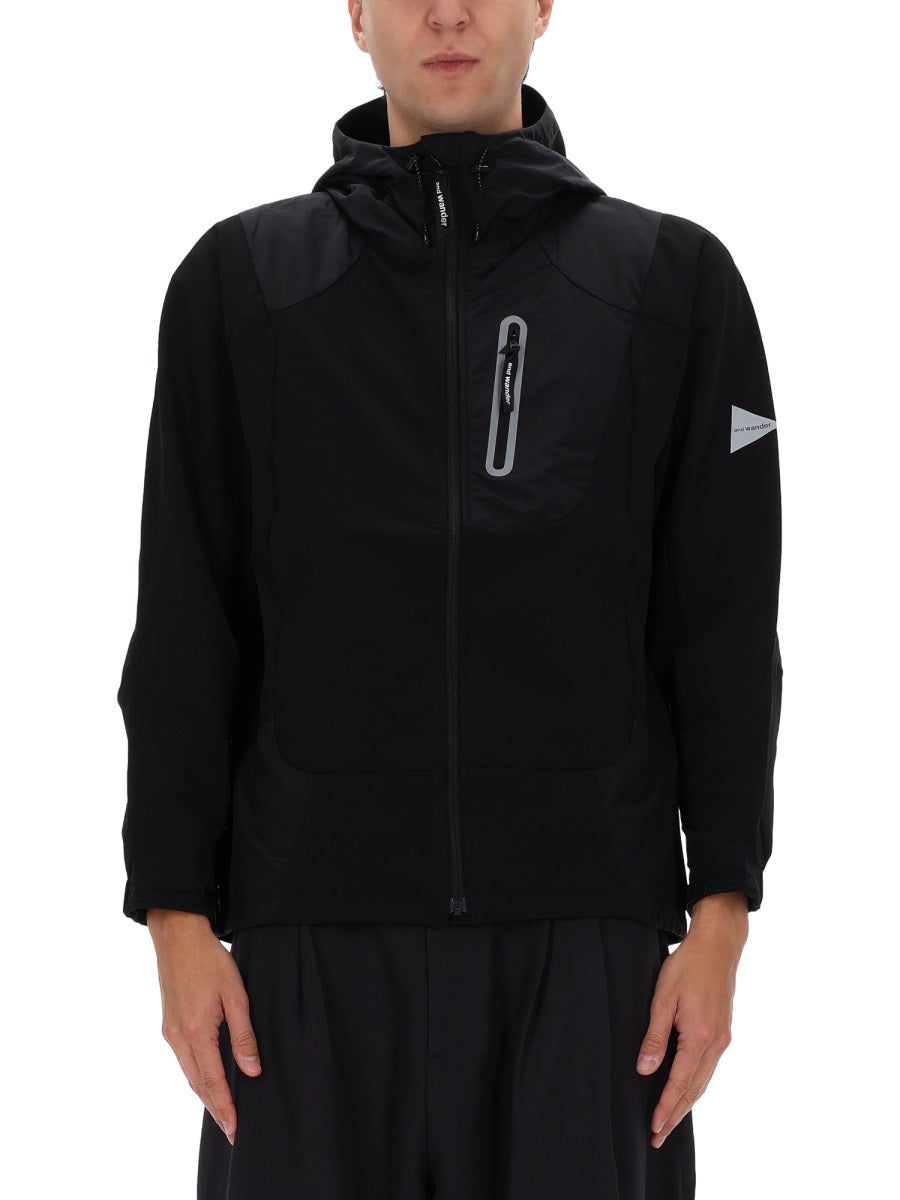 And Wander Logo-Detail Nylon Jacket — Black