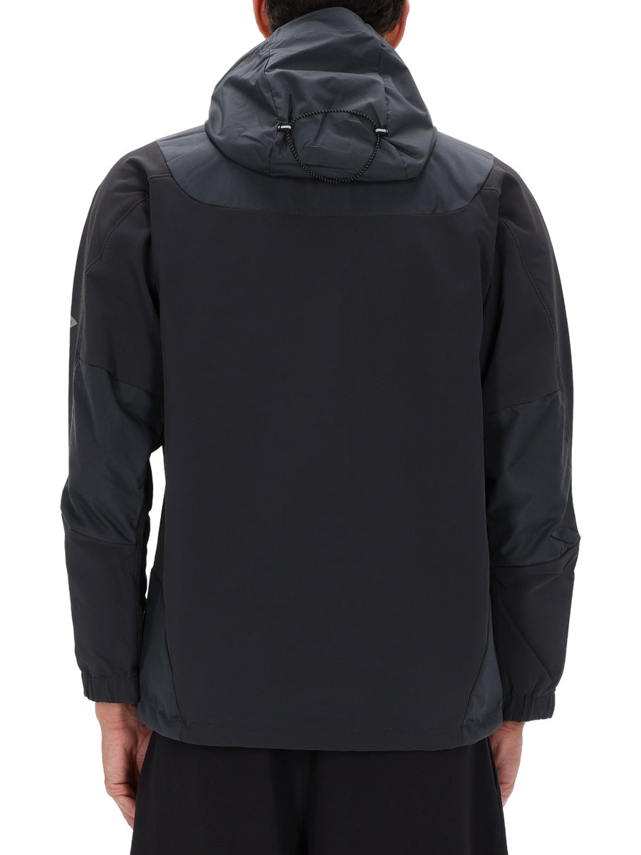 And Wander Logo-Embroidered Nylon Jacket — Gray