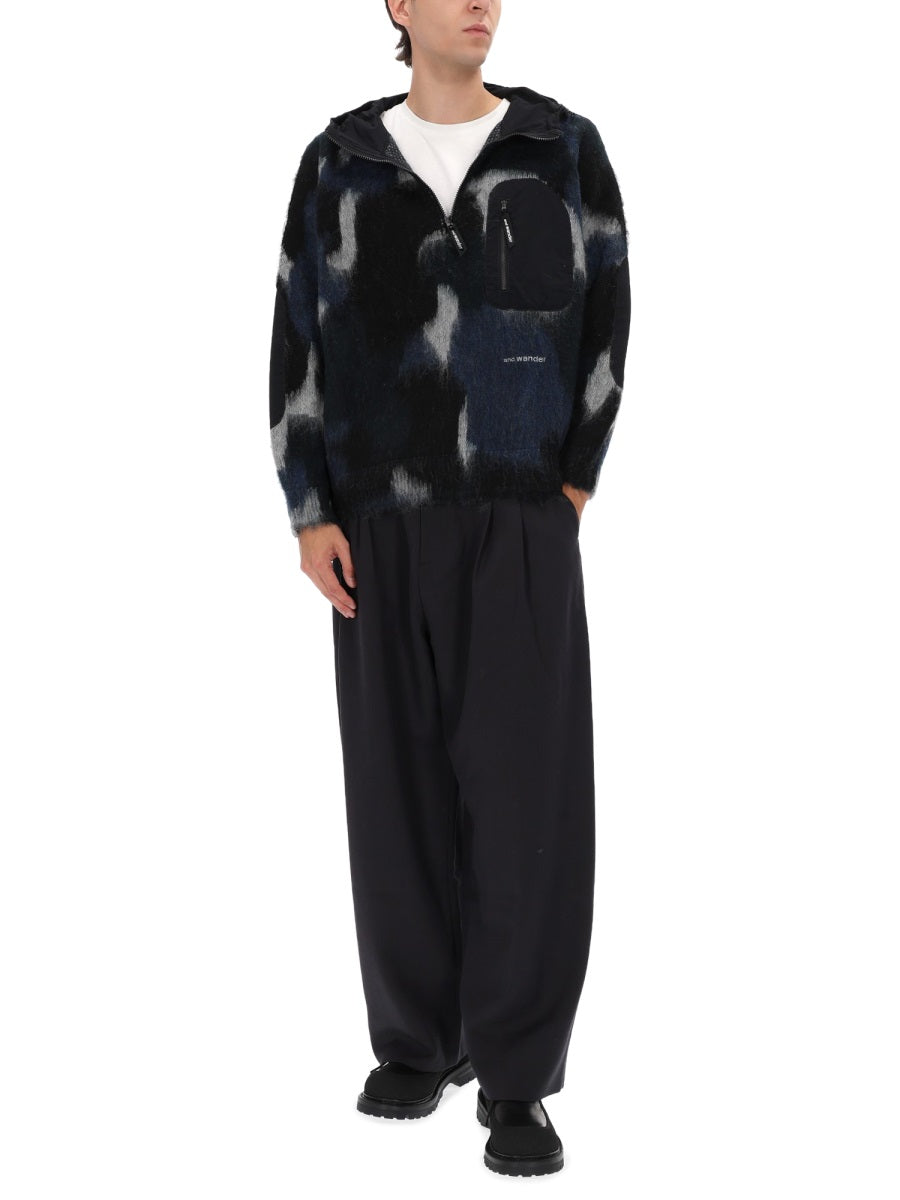 And Wander Zipper Hooded Sweater — Black