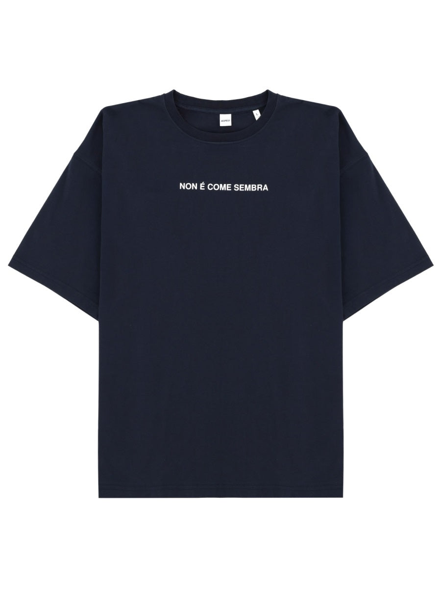 Aspesi Graphic Cotton T-Shirt — Blue