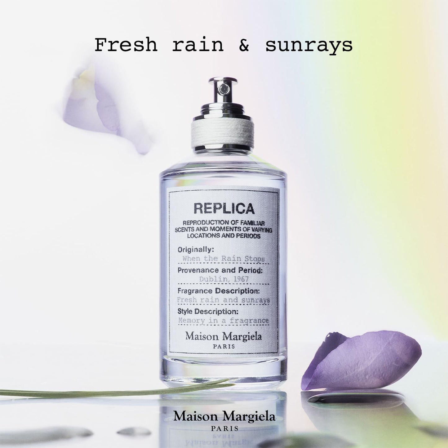Maison Margiela Replica When the Rain Stops - Fresh Dewy Unisex Fragrance | Eau de Toilette with Aquatic Accord, Isparta Rose & Patchouli Bali - Long Lasting - Earthy Unisex Scent Perfect for Everyday