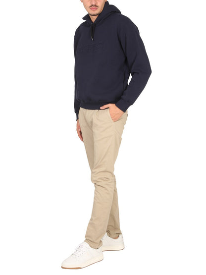 Aspesi Logo Drawstring Hood Sweatshirt — Blue