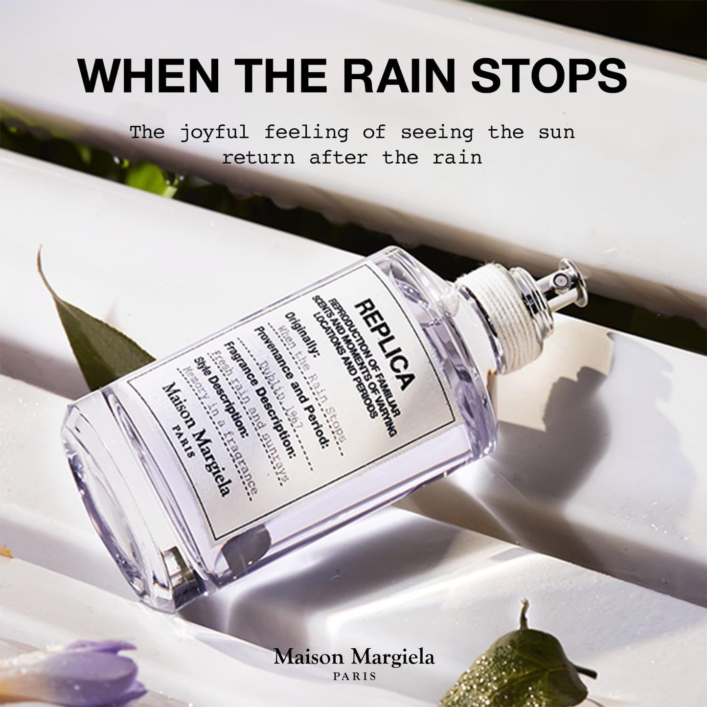 Maison Margiela Replica When the Rain Stops - Fresh Dewy Unisex Fragrance | Eau de Toilette with Aquatic Accord, Isparta Rose & Patchouli Bali - Long Lasting - Earthy Unisex Scent Perfect for Everyday