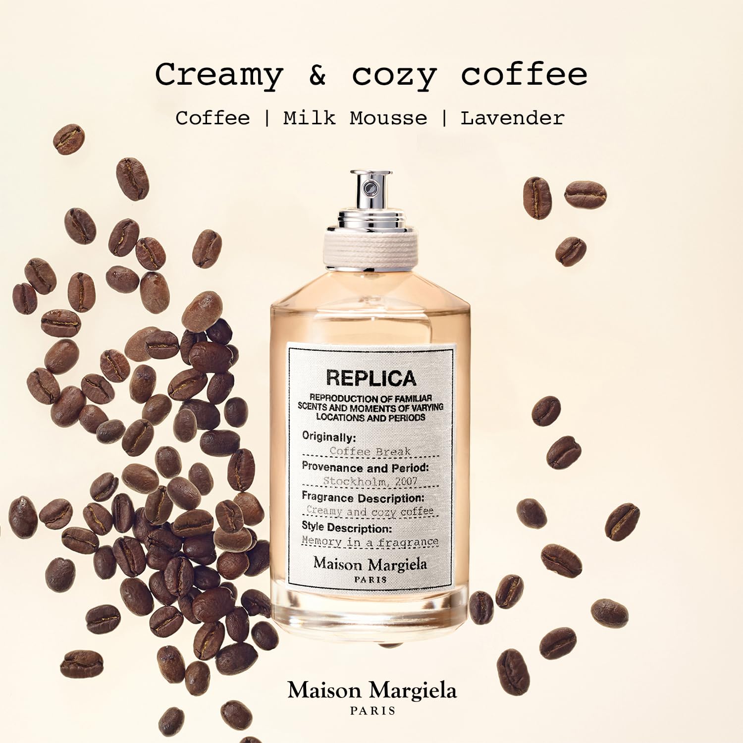 Maison Margiela Replica Coffee Break Warm Fougere Fragrance - 3.4 Fl Oz | Eau de Toilette with Arabica Beans, Milk Mousse & Lavender - Long Lasting - Vibrant Unisex Scent Perfect in Winter & Everyday