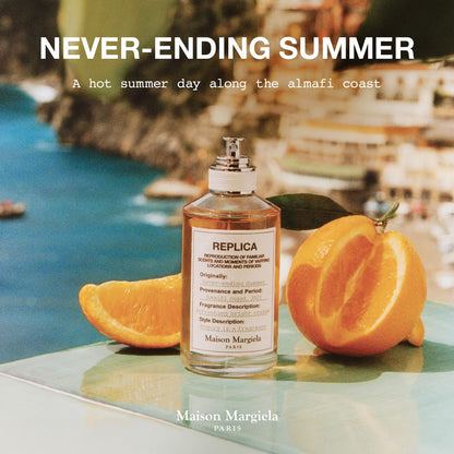 Maison Margiela Replica Never Ending Summer - Fresh Citrus Fragrance | Eau de Toilette with Italian Spritz, Bitter Orange & Vetiver - Long Lasting - Revitalizing Unisex Scent Perfect for Summer