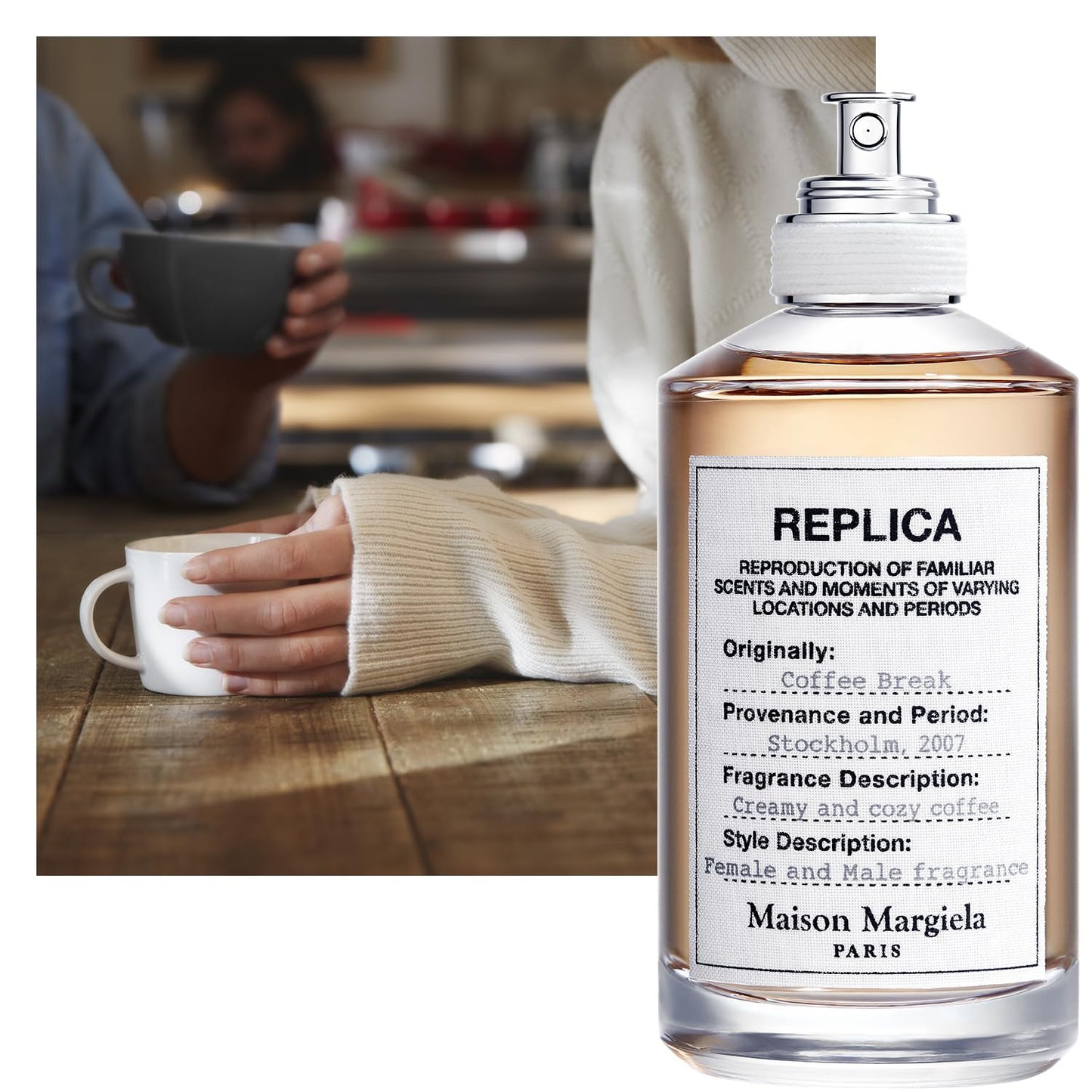 Maison Margiela Replica Coffee Break Warm Fougere Fragrance - 3.4 Fl Oz | Eau de Toilette with Arabica Beans, Milk Mousse & Lavender - Long Lasting - Vibrant Unisex Scent Perfect in Winter & Everyday