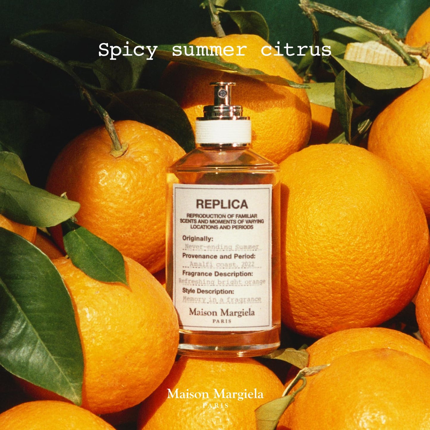 Maison Margiela Replica Never Ending Summer - Fresh Citrus Fragrance | Eau de Toilette with Italian Spritz, Bitter Orange & Vetiver - Long Lasting - Revitalizing Unisex Scent Perfect for Summer