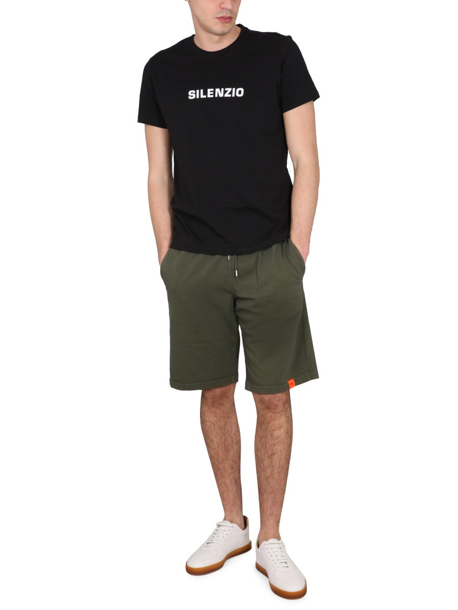 Aspesi Elastic Waistband Cotton Bermuda Shorts — Green
