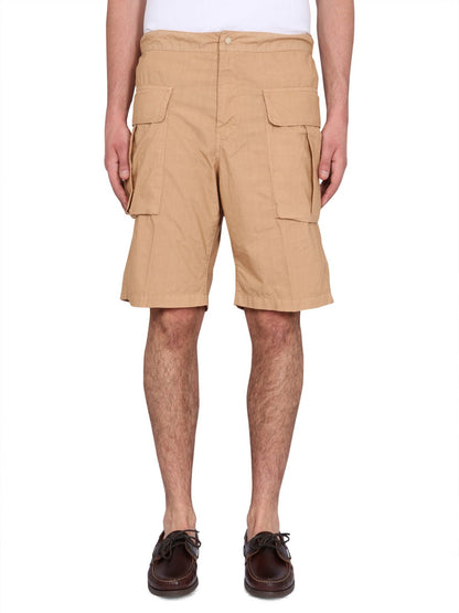 Aspesi Cotton Button Closure Bermuda Shorts — Yellow