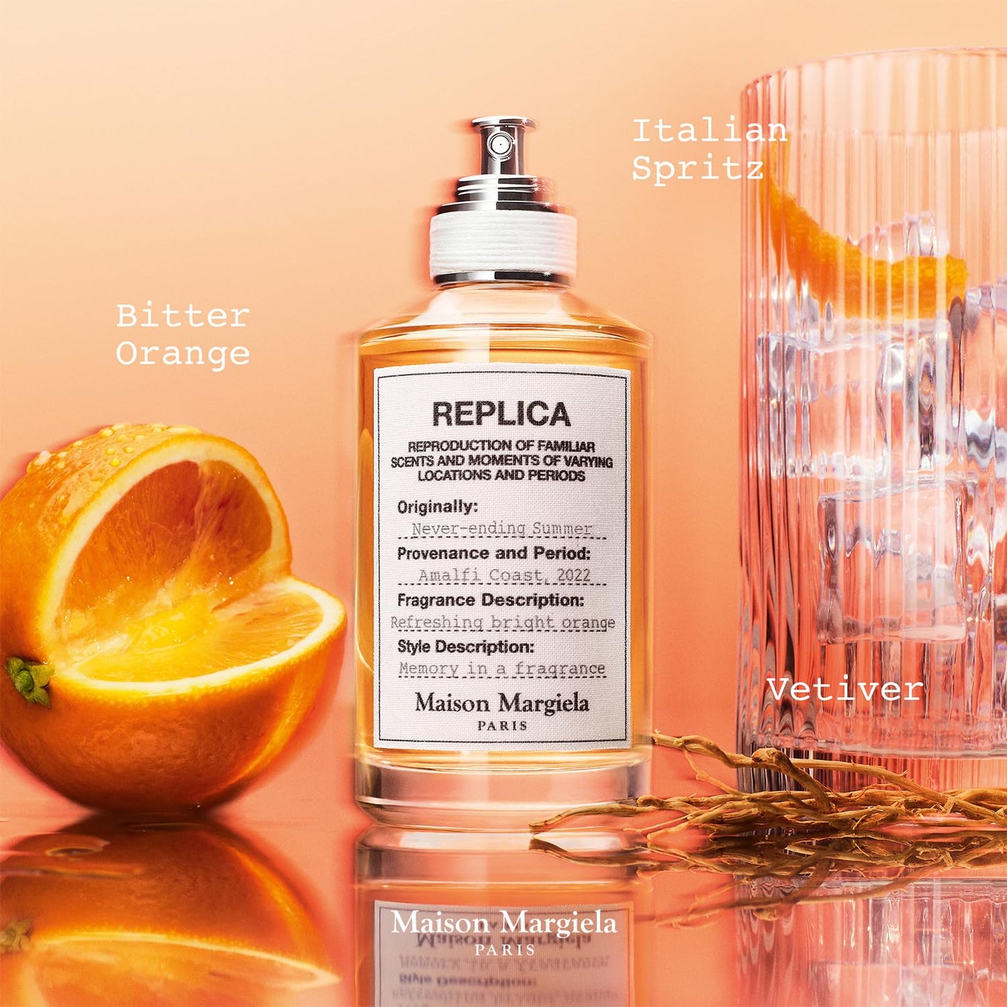 Maison Margiela Replica Never Ending Summer - Fresh Citrus Fragrance | Eau de Toilette with Italian Spritz, Bitter Orange & Vetiver - Long Lasting - Revitalizing Unisex Scent Perfect for Summer