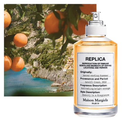 Maison Margiela Replica Never Ending Summer - Fresh Citrus Fragrance | Eau de Toilette with Italian Spritz, Bitter Orange & Vetiver - Long Lasting - Revitalizing Unisex Scent Perfect for Summer