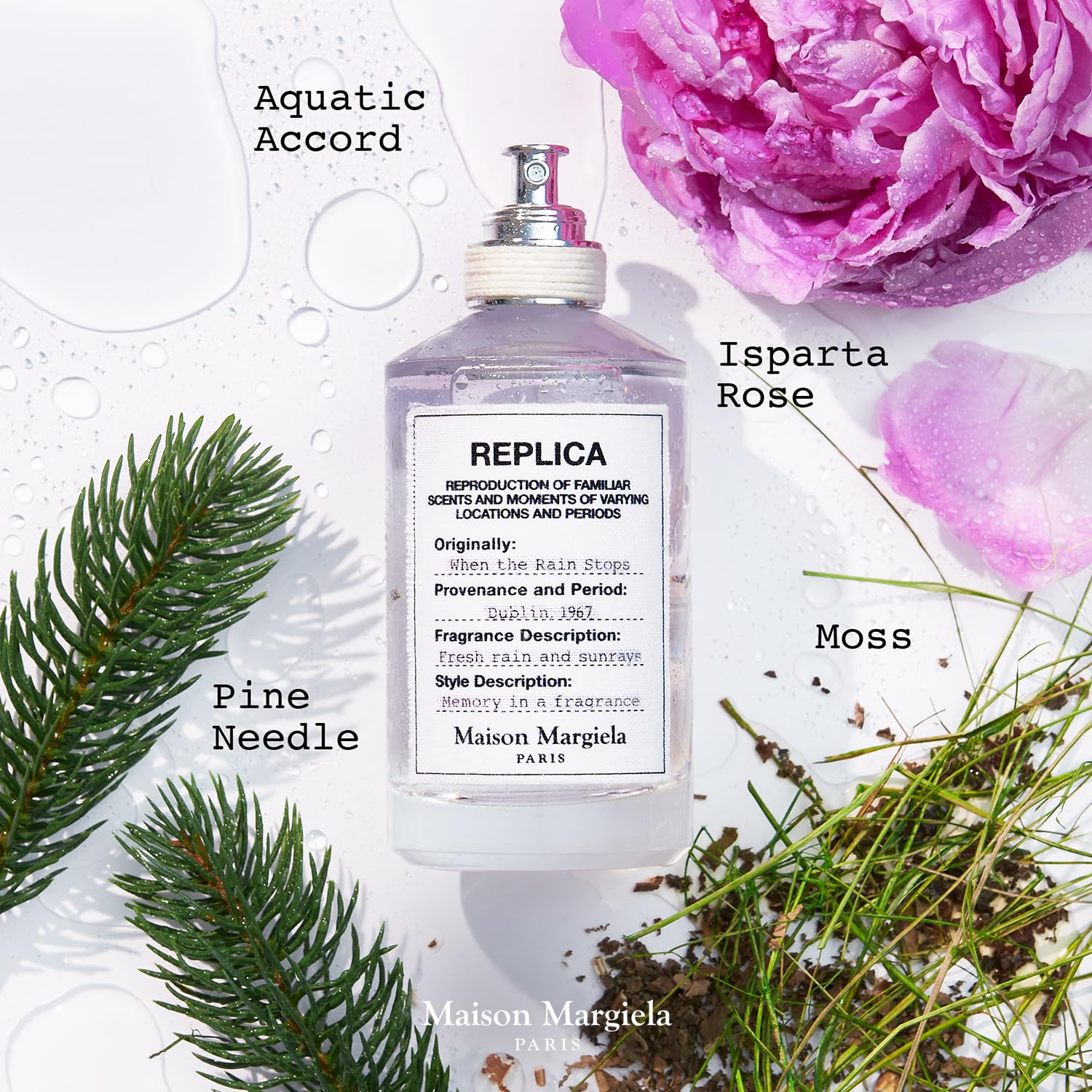 Maison Margiela Replica When the Rain Stops - Fresh Dewy Unisex Fragrance | Eau de Toilette with Aquatic Accord, Isparta Rose & Patchouli Bali - Long Lasting - Earthy Unisex Scent Perfect for Everyday