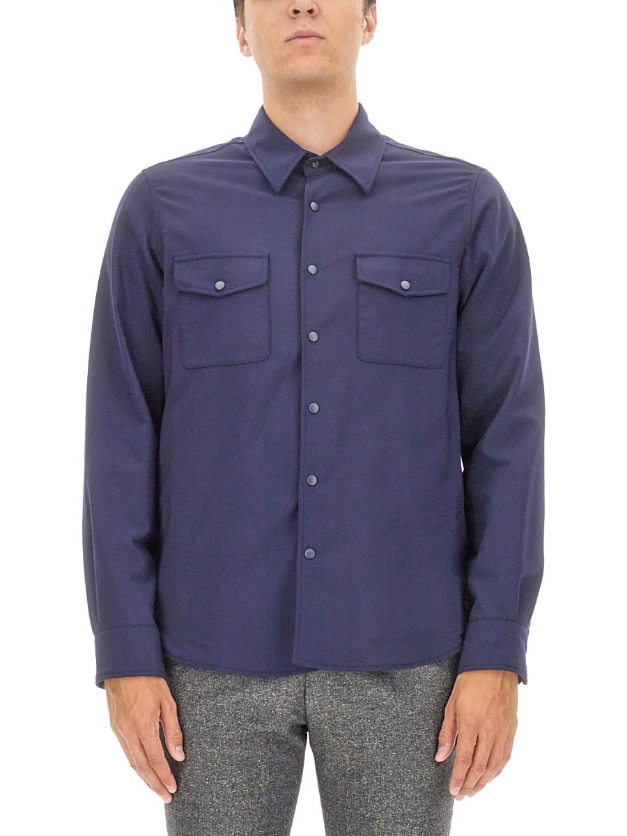 Aspesi Wool Blend Shirt — Blue