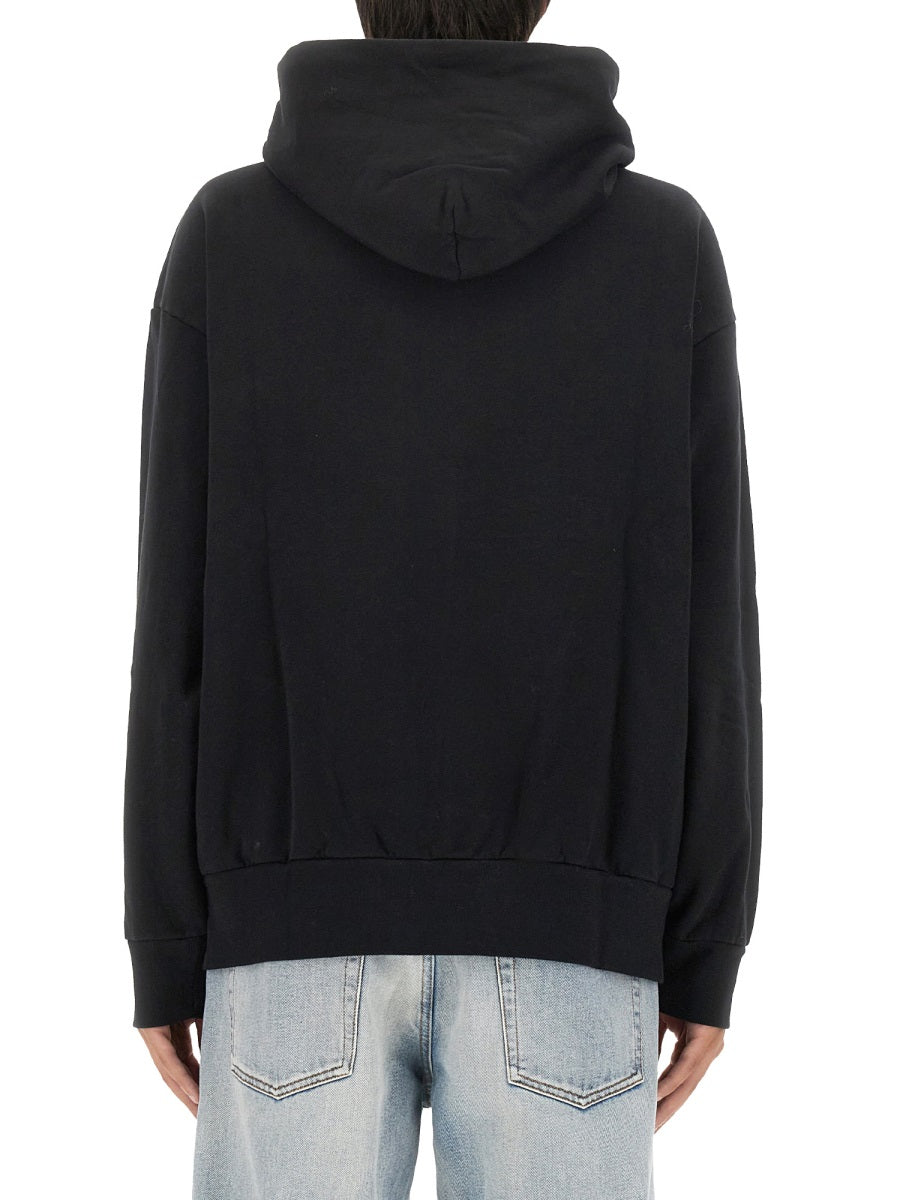Aries Logo-Embroidered Cotton Sweatshirt — Black